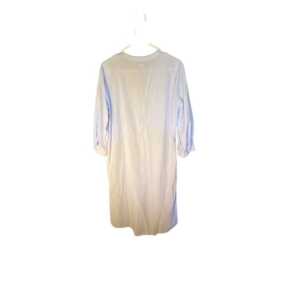 Zara Blue Cotton Button-Front Tunic Dress With 3/4 Sleeves For Women Size S - Picture 5 of 5